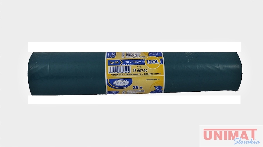 Vrecia do košov  120L, 70x110cm, 25ks, igelitové, Typ50, modré
